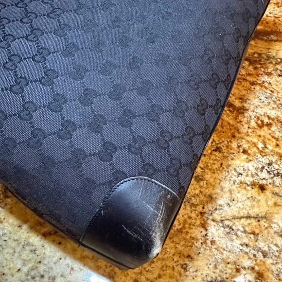 GUCCI GG Pattern Hand Tote Bag Leather canvas Black - Picture 9 of 15